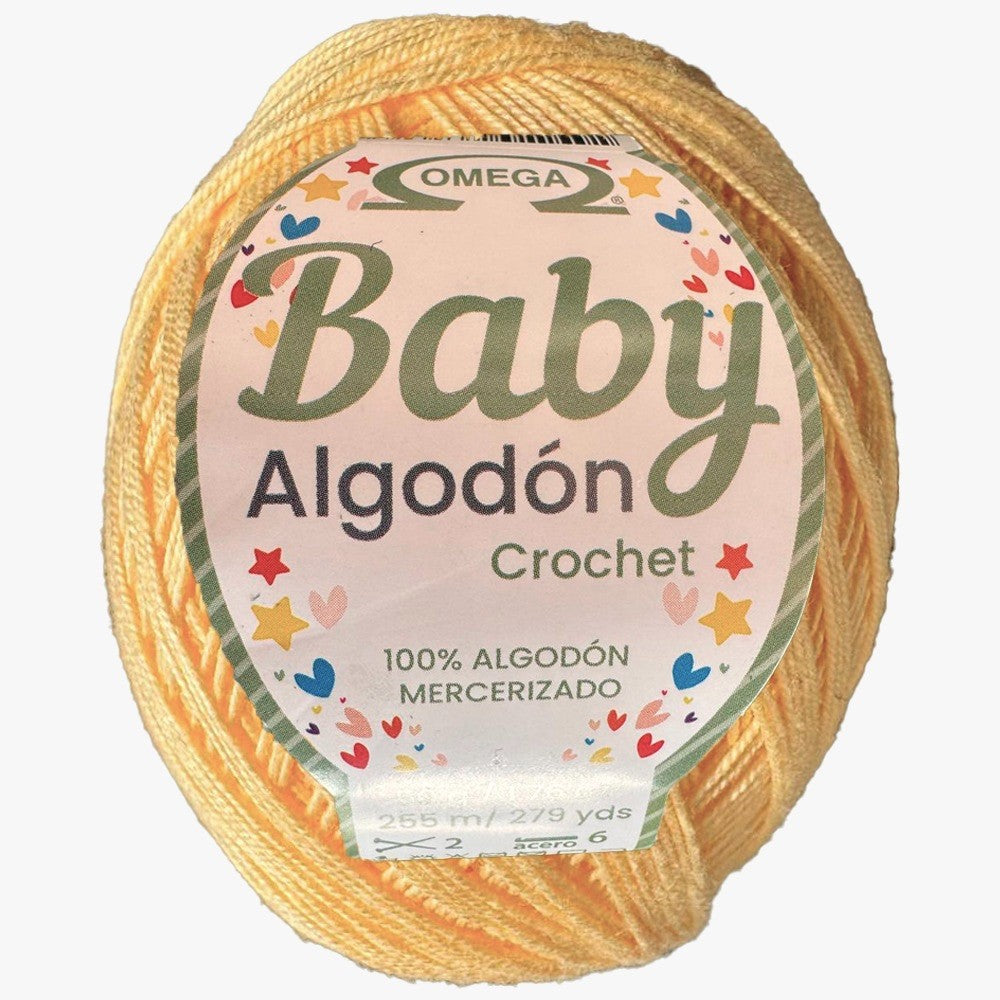 Baby Algodón Crochet, marca Omega, BOLSA de 5 madejas de 50g con 255m