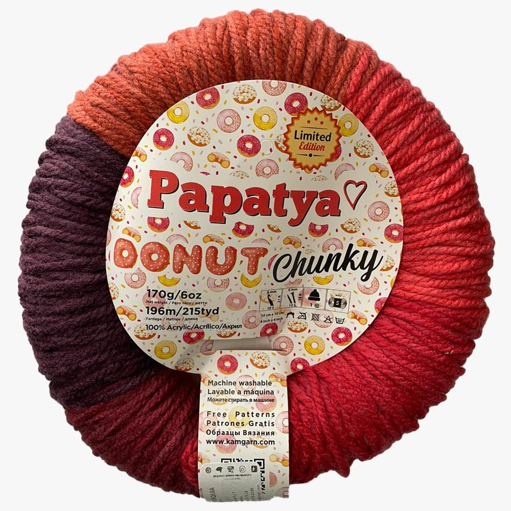 Estambre Papatya Donut Chunky, Marca Sweet Crochet, MADEJA de 170g con 196mts ⭐