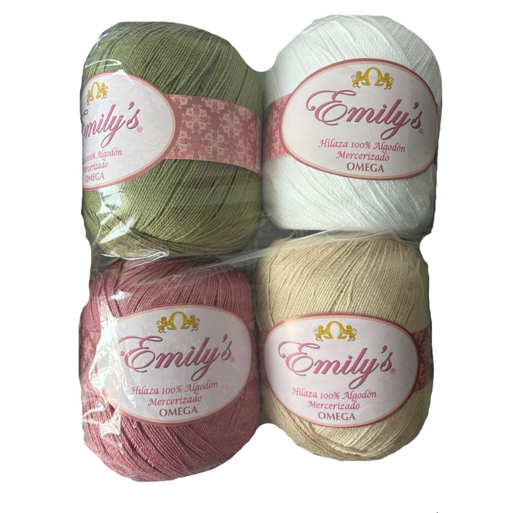 PAQUETE Hilaza Emily´s marca Omega, con 4 madejas de 150g