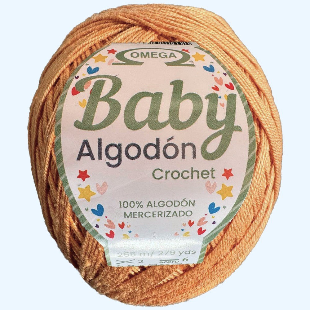 Baby Algodón Crochet, marca Omega, BOLSA de 5 madejas de 50g con 255m
