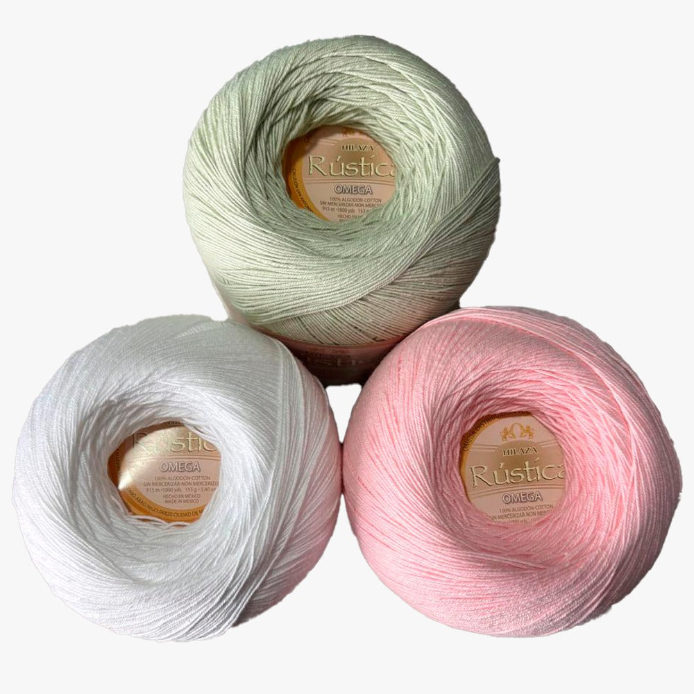 PAQUETE Hilaza Rústica, marca Omega, con 3 madejas de 153g con 915m