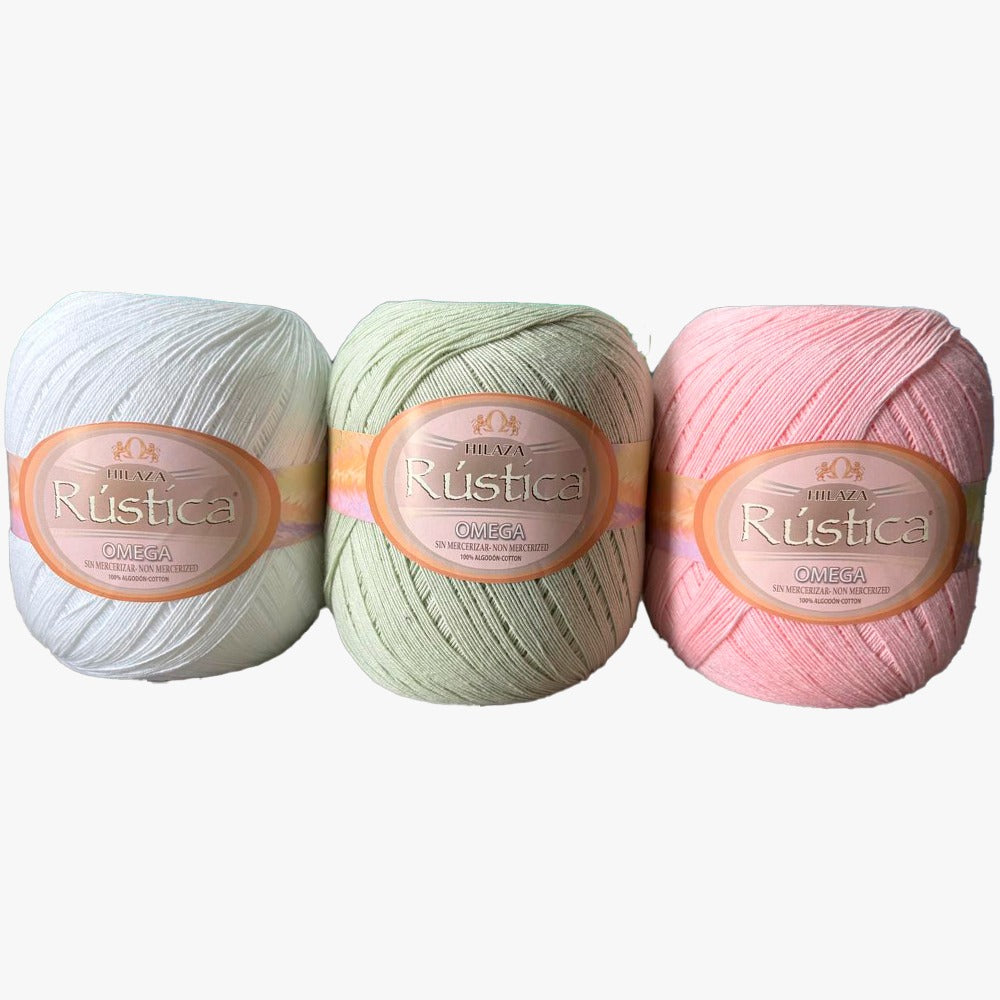 PAQUETE Hilaza Rústica, marca Omega, con 3 madejas de 153g con 915m