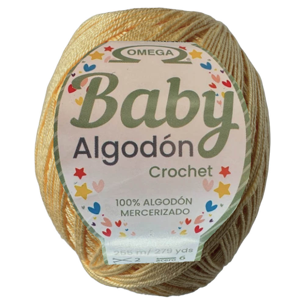 Baby Algodón Crochet, marca Omega, MADEJA de 50g con 255m ⭐