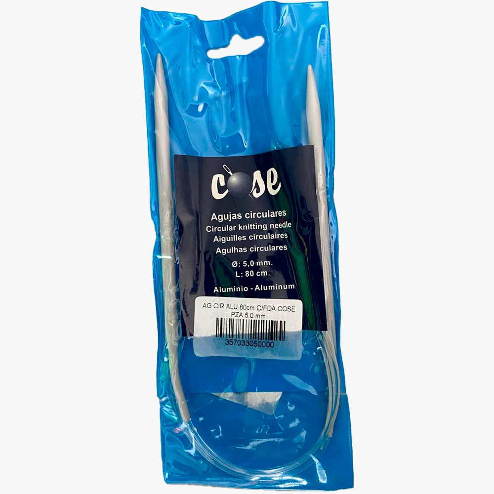 Agujas circulares de aluminio 80cm, marca Cose