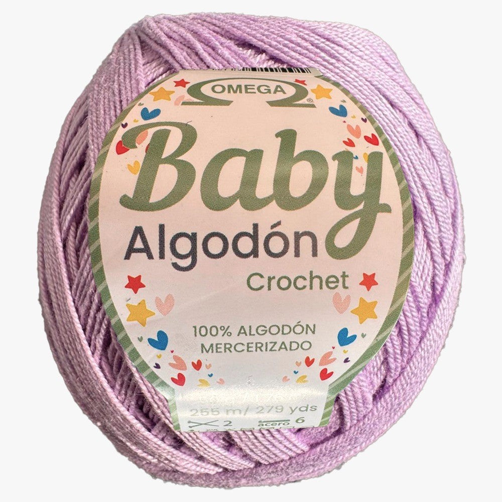Baby Algodón Crochet, marca Omega, BOLSA de 5 madejas de 50g con 255m