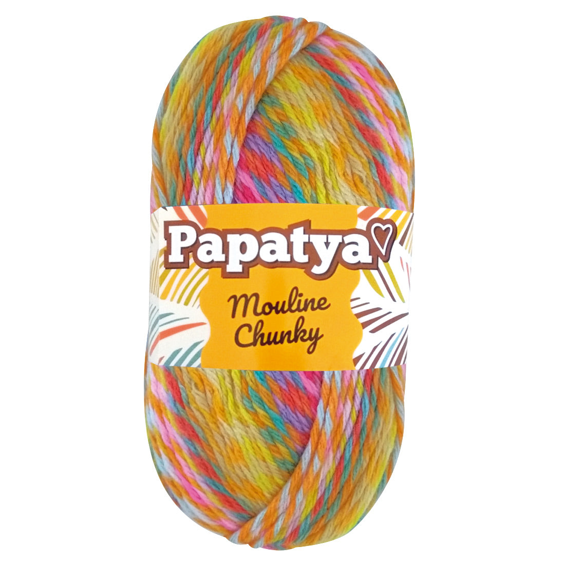 PAQUETE Estambre Papatya Mouline Chunky color 5351 , Marca Sweet Crochet, 5 madejas de 100g con 160m ⭐