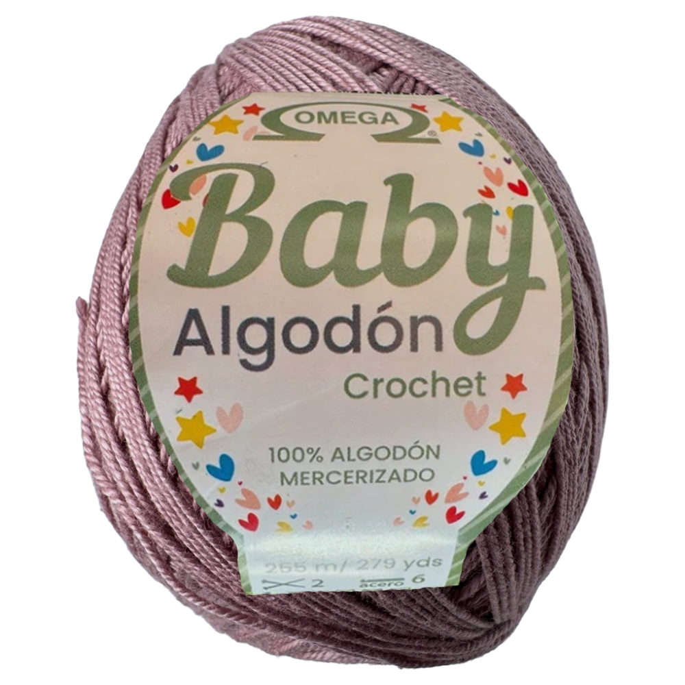 Baby Algodón Crochet, marca Omega, MADEJA de 50g con 255m ⭐