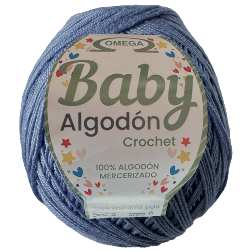Baby Algodón Crochet, marca Omega, MADEJA de 50g con 255m ⭐