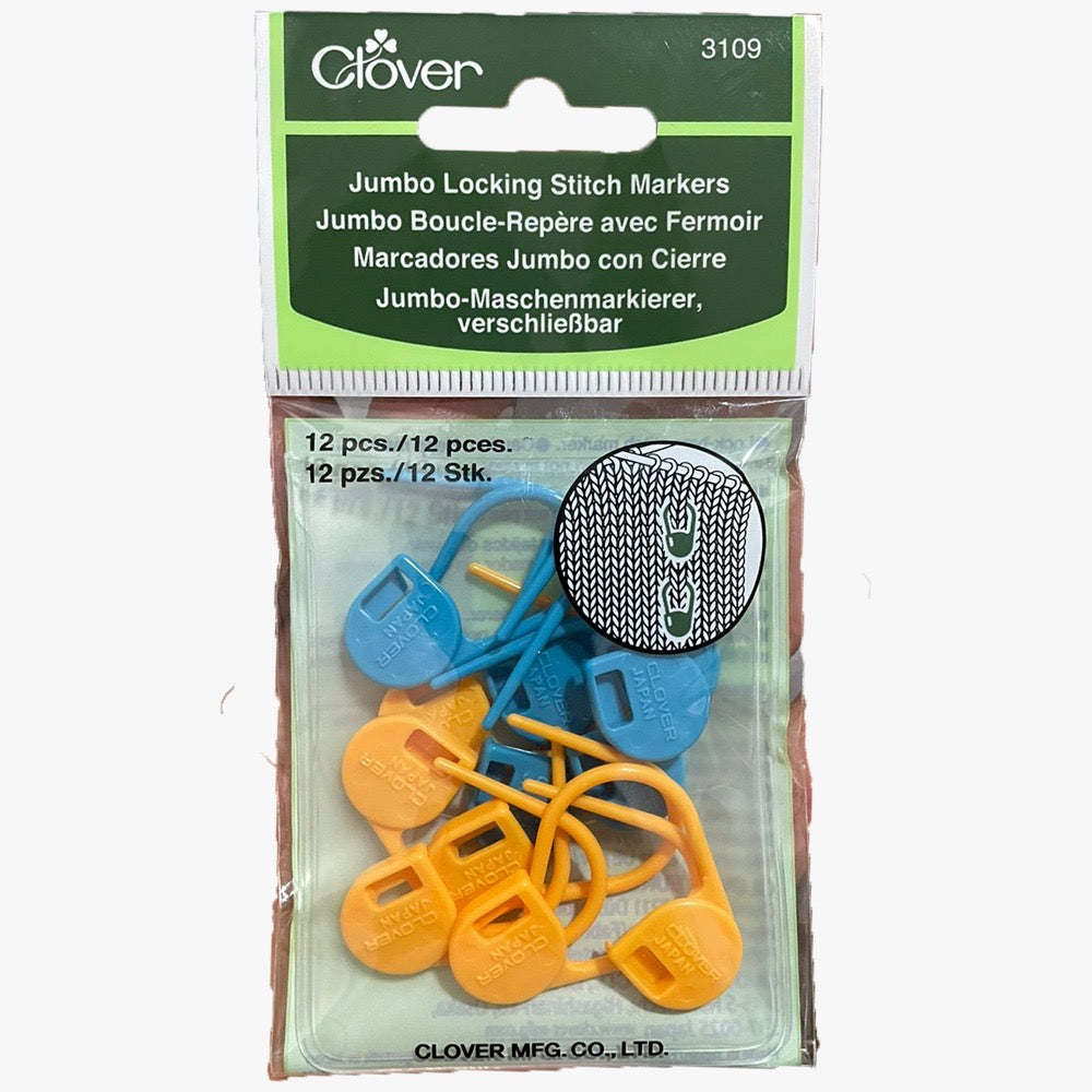 Marcadores de puntos JUMBO, 12 piezas con cierre para tejido y crochet, marca Clover