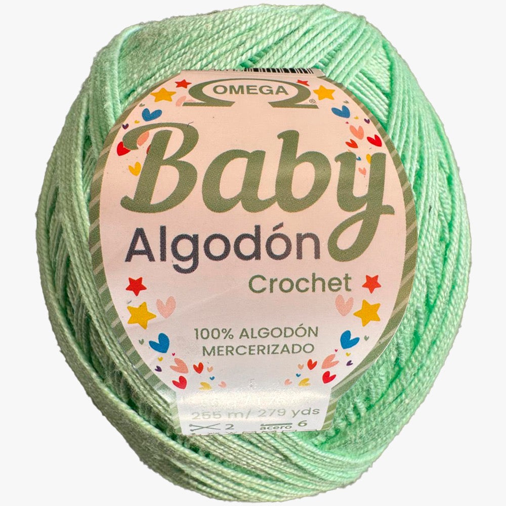 Baby Algodón Crochet, marca Omega, BOLSA de 5 madejas de 50g con 255m