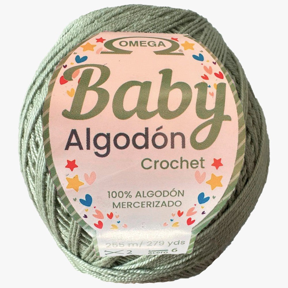 Baby Algodón Crochet, marca Omega, BOLSA de 5 madejas de 50g con 255m