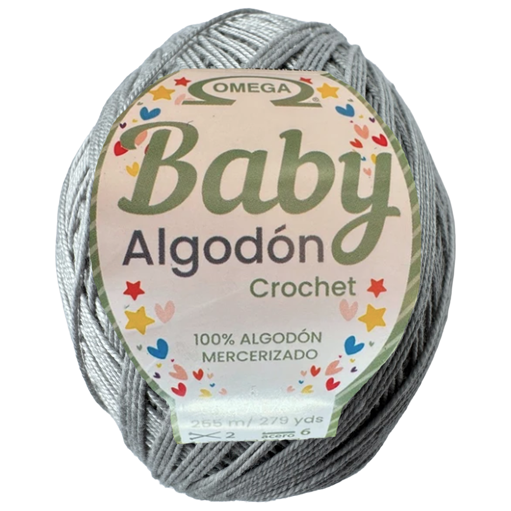 Baby Algodón Crochet, marca Omega, MADEJA de 50g con 255m ⭐