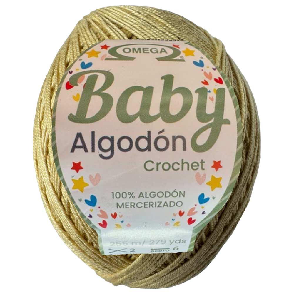 Baby Algodón Crochet, marca Omega, MADEJA de 50g con 255m ⭐