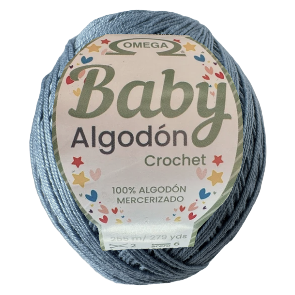 Baby Algodón Crochet, marca Omega, MADEJA de 50g con 255m ⭐