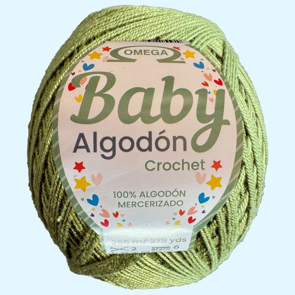 Baby Algodón Crochet, marca Omega, BOLSA de 5 madejas de 50g con 255m