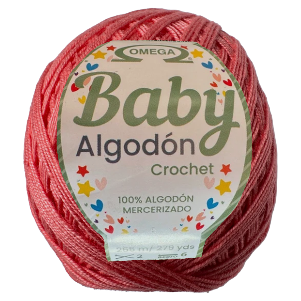 Baby Algodón Crochet, marca Omega, MADEJA de 50g con 255m ⭐