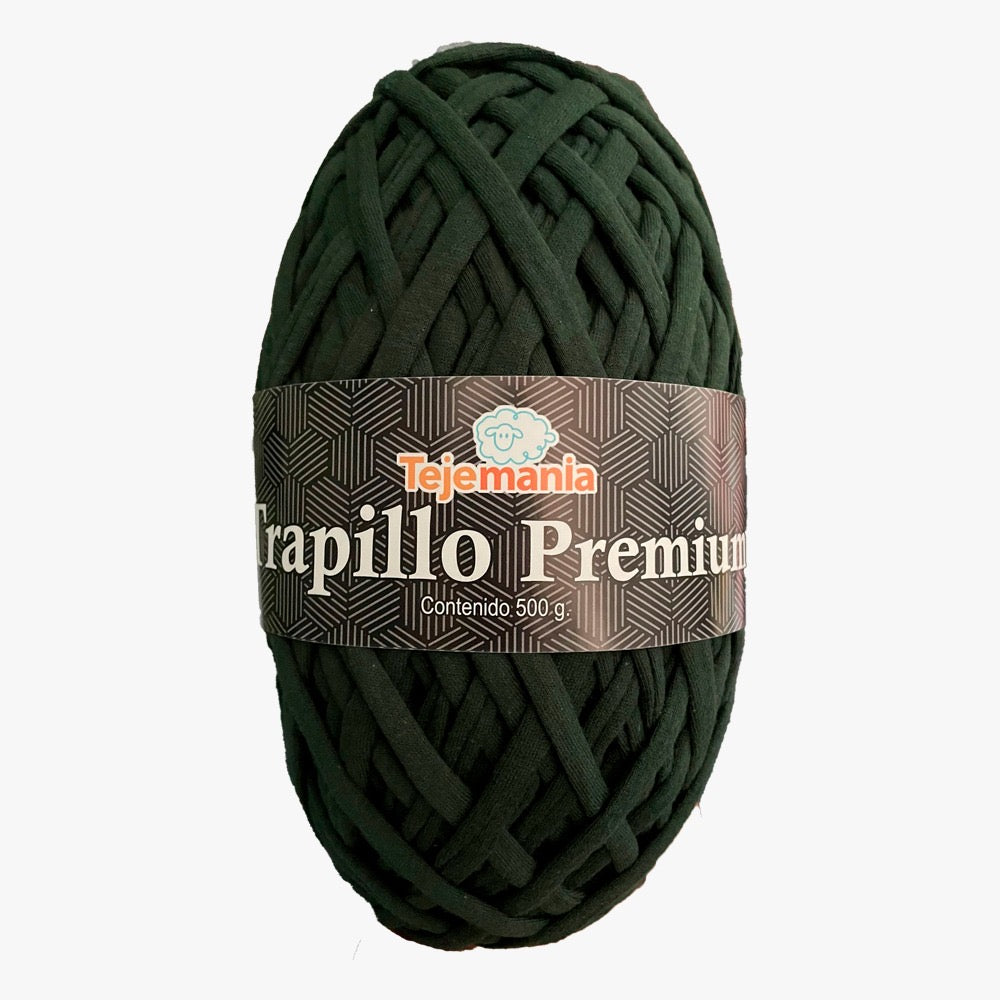 PAQUETE Verde Militar con 3 Trapillos Premium, marca Tejemanía, 3 madejas con 500g