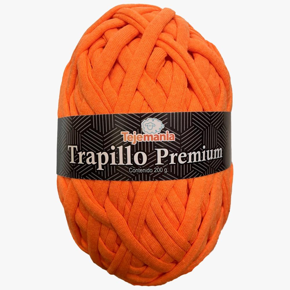 PAQUETE Mandarina Trapillos Premium, marca Tejemanía, 3 madejas de 200g