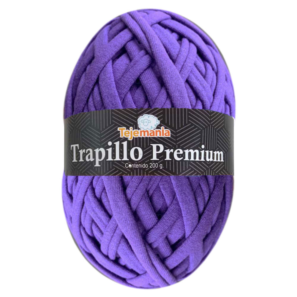 PAQUETE color morado con 2 Trapillos Premium, marca Tejemanía, MADEJA con 200g