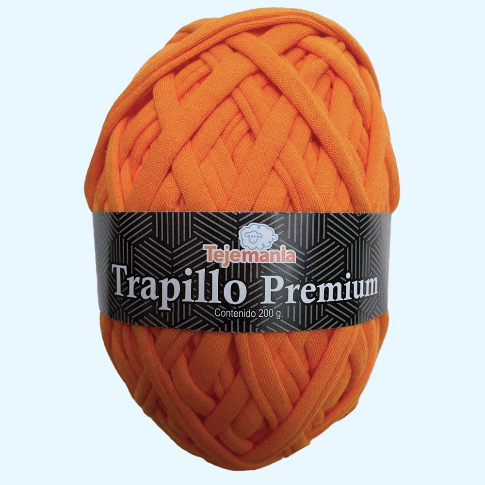 PAQUETE Naranja Neón Trapillos Premium, marca Tejemanía, 3 madejas de 200g