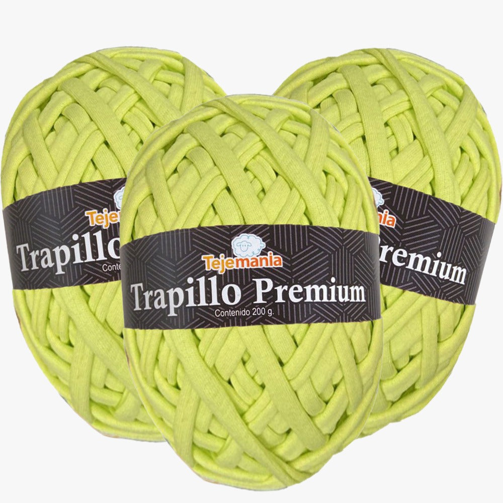 PAQUETE Cítrico con 3 Trapillos Premium, marca Tejemanía, MADEJA con 200g