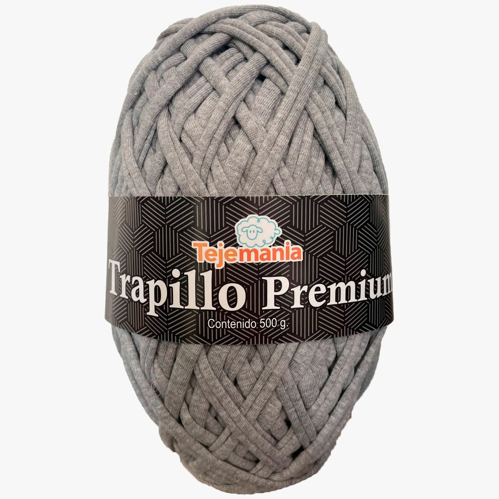 PAQUETE color GRIS con 3 Trapillos Premium, marca Tejemanía, 3 madejas con 500g