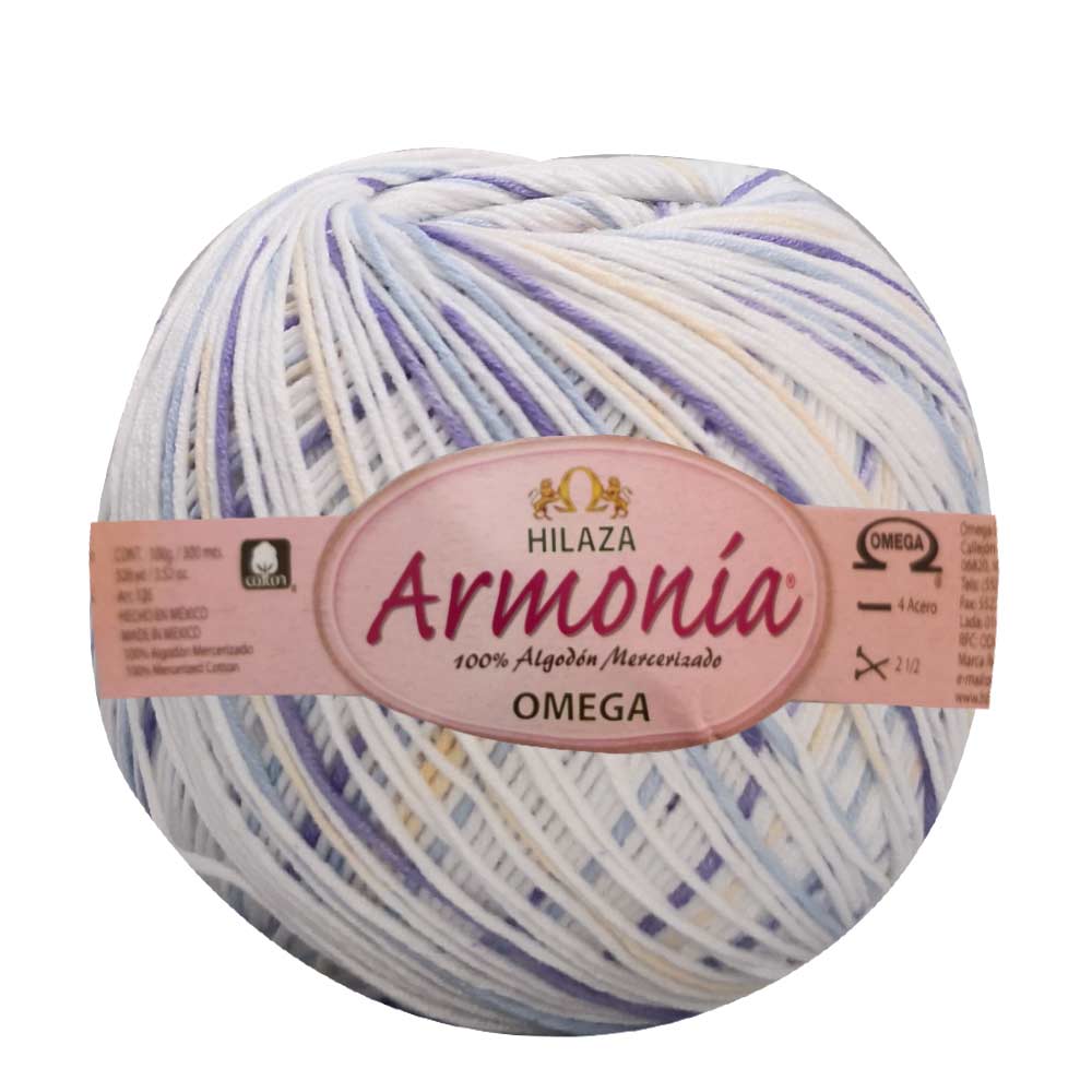 PAQUETE Armonía color 13 Encanto, marca Omega, 5 madejas de 100g con 300m