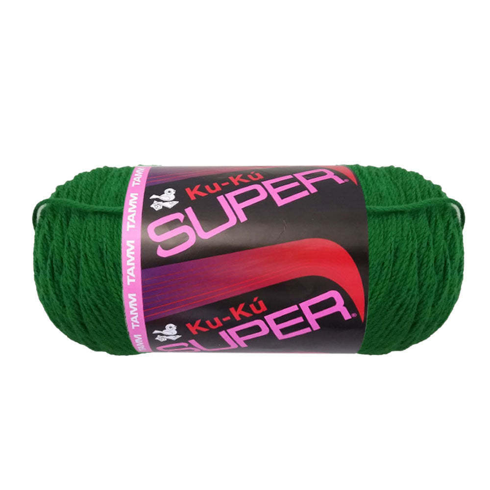 PAQUETE  Kukú Súper color 8084 - Verde Navidad, marca Omega, bolsa con 5 madejas de 200 grs.