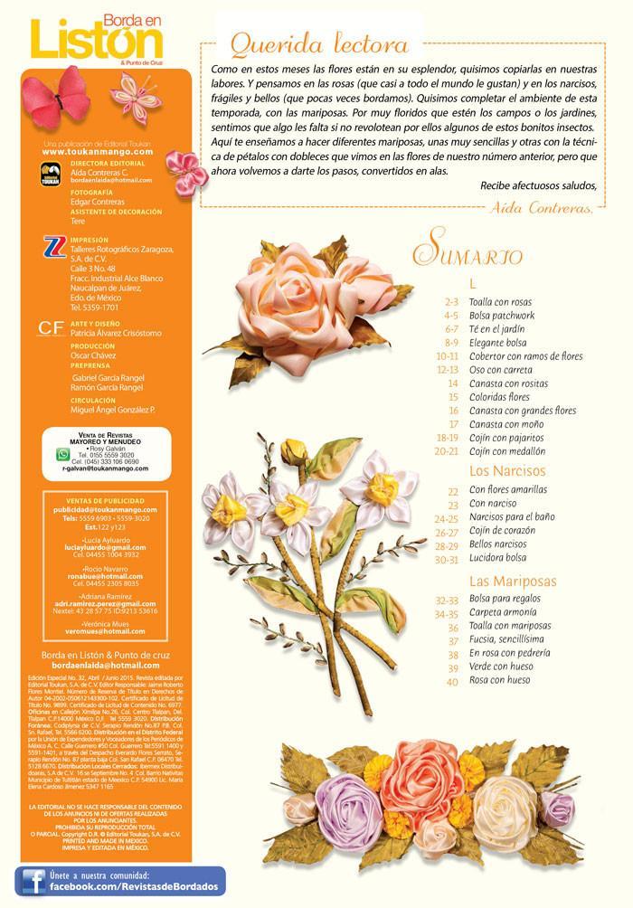 Borda en ListÌ_n Especial 32 - Rosas, Narcisos y Mariposas - Formato Digital - ToukanMango