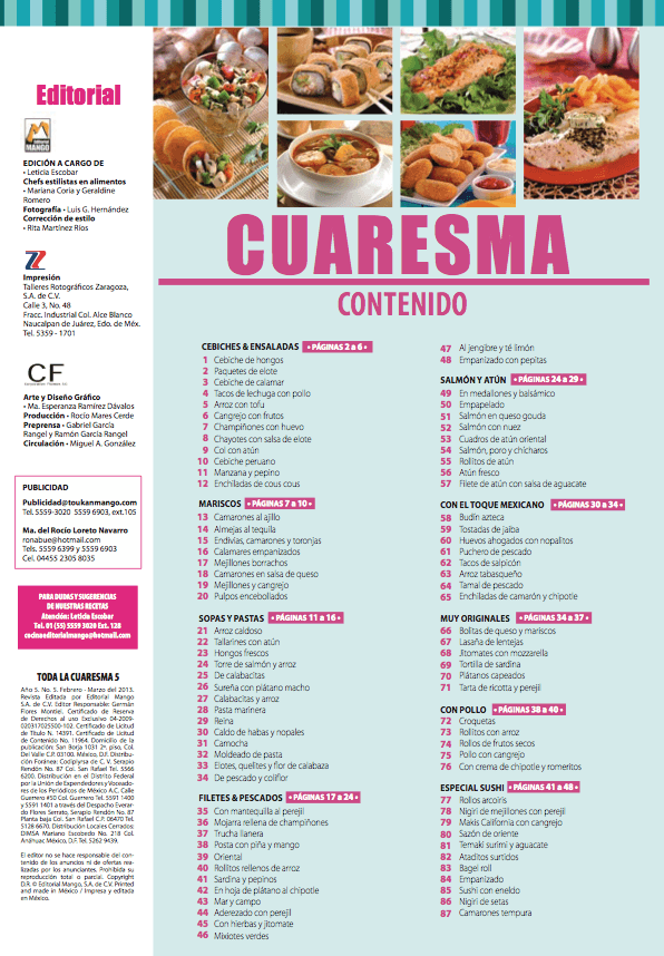 Toda la Cuaresma 5 - Lo mejor en pescados y mariscos - Formato Digital - ToukanMango