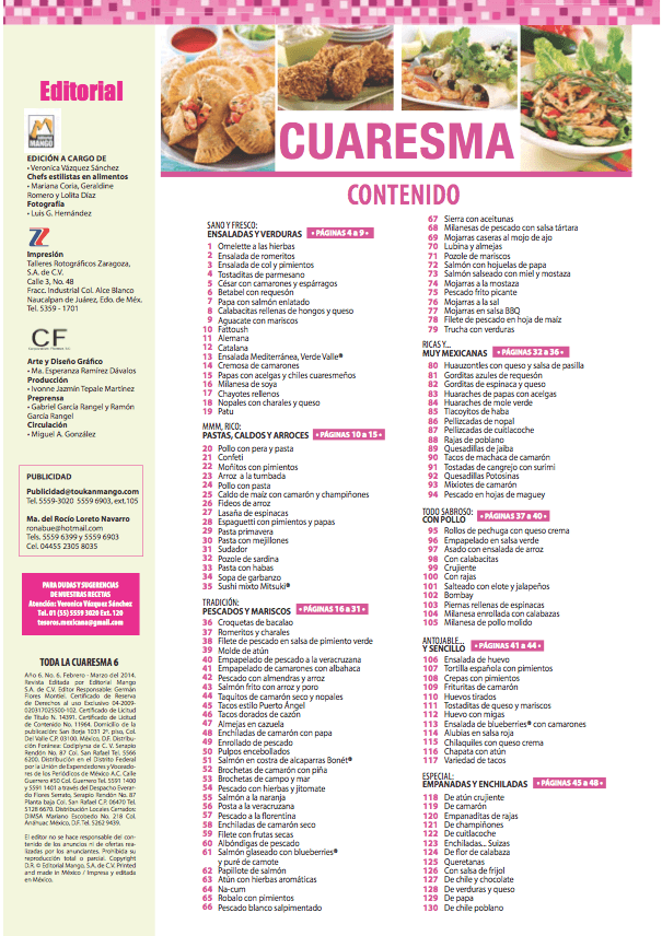Toda la Cuaresma 6 - MÌÁs de 125 Recetas - Formato Digital - ToukanMango