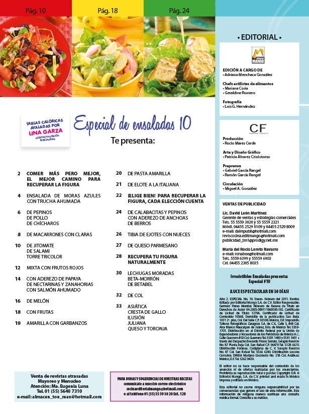 Irresistibles Ensaladas Especial 10 - Luce espectacular en 30 dÌ_as - Formato Digital - ToukanMango