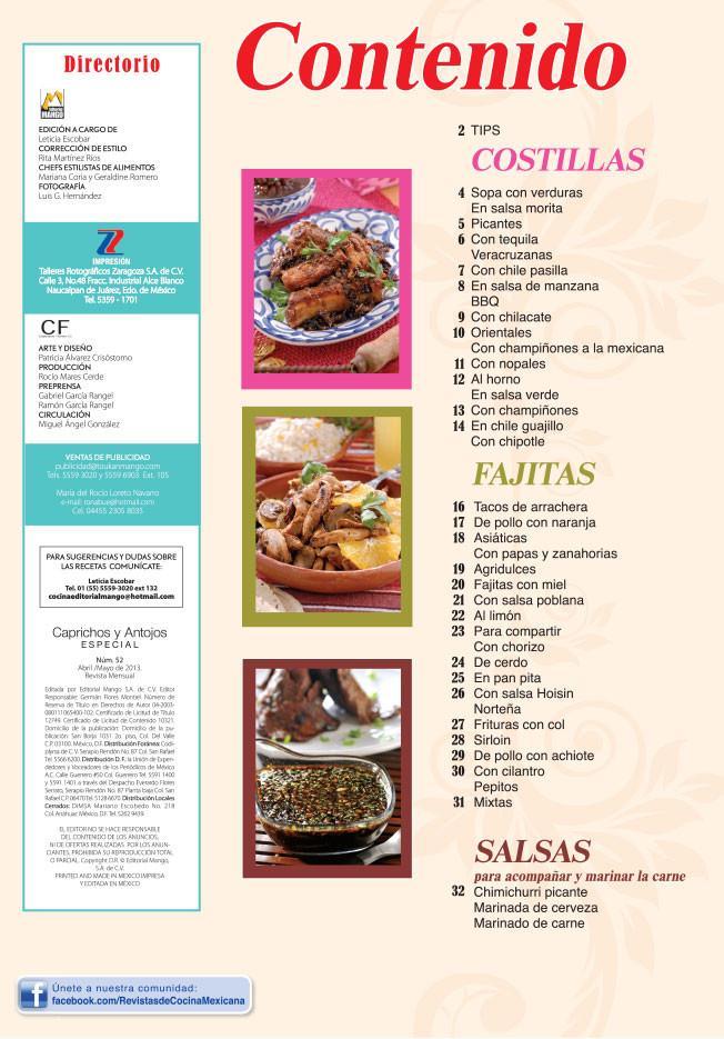 Caprichos y Antojos Especial 52 -  Costillas y fajitas 40 recetas con res, cerdo y pollo - Formato Digital - ToukanMango