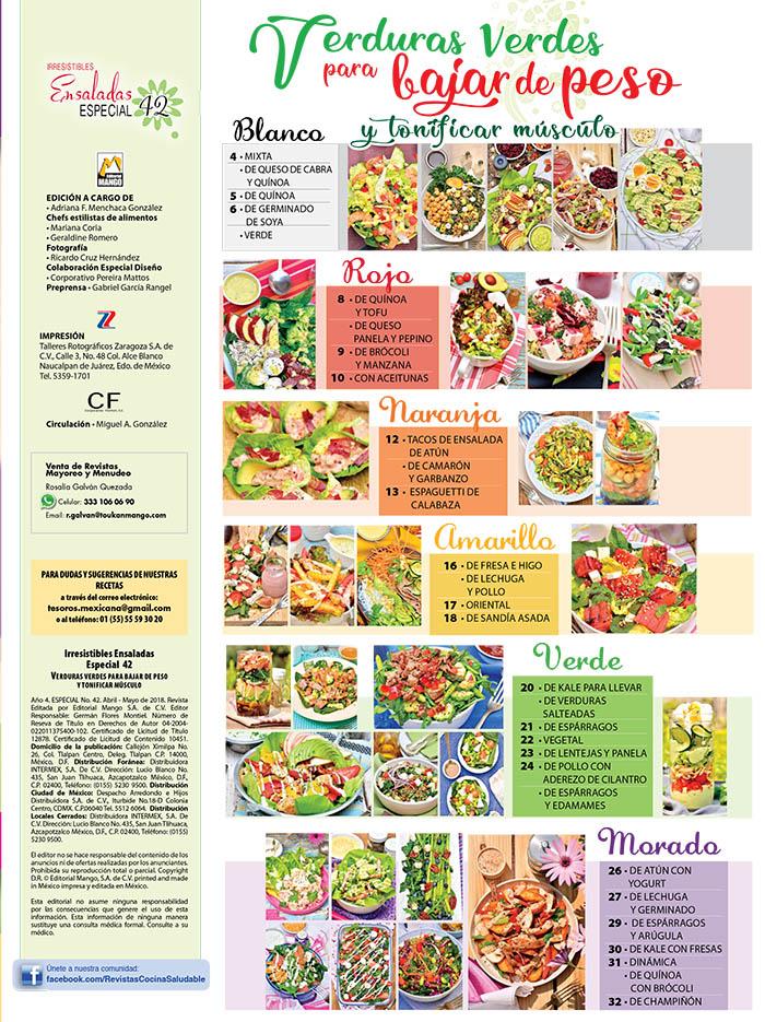 Irresistibles Ensaladas Especial 42 - Verduras Verdes para Bajar de peso y tonificar m̼sculo - Formato Digital - ToukanMango