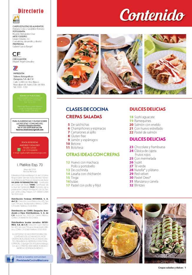 Irresistibles Platillos Especial 70 - Crepas Saladas y Dulces - Formato Digital