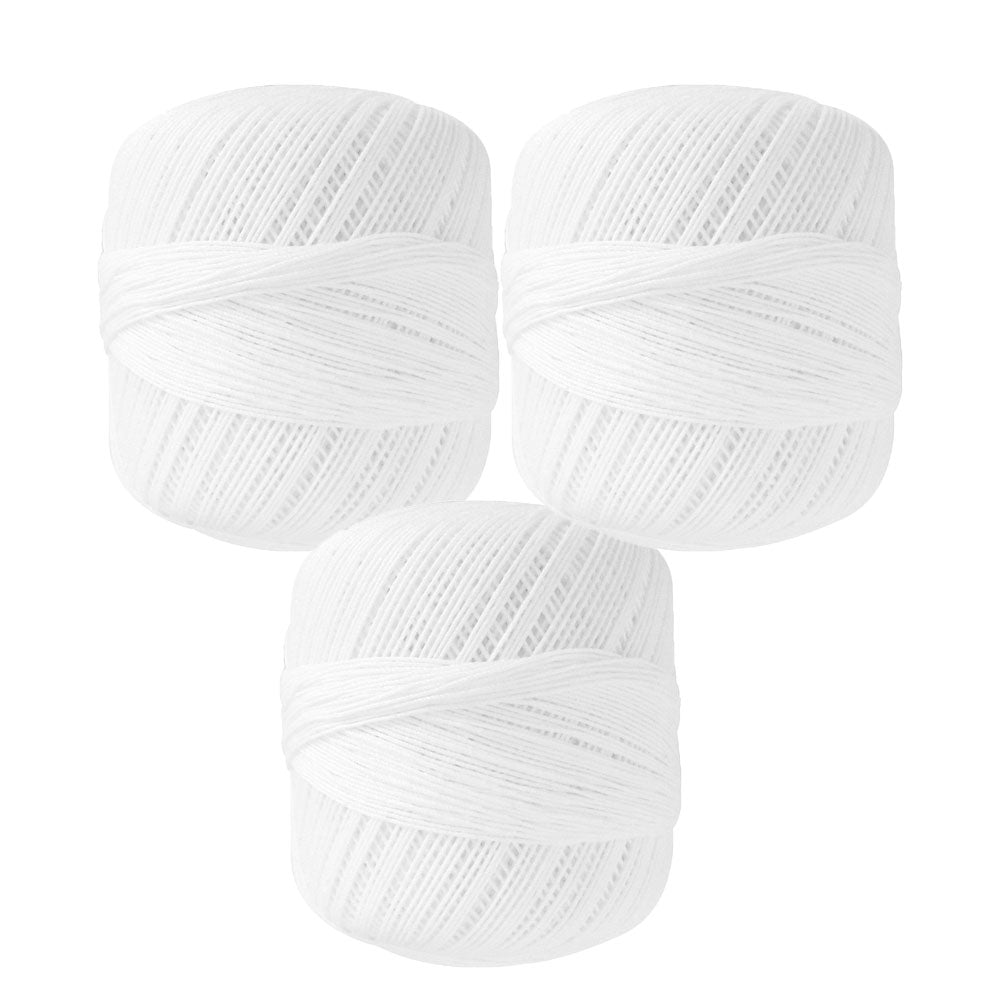 PAQUETE con 3 bolas Crochet Omega No. 10 Color blanco, marca Omega, madejas de 30g con 159m