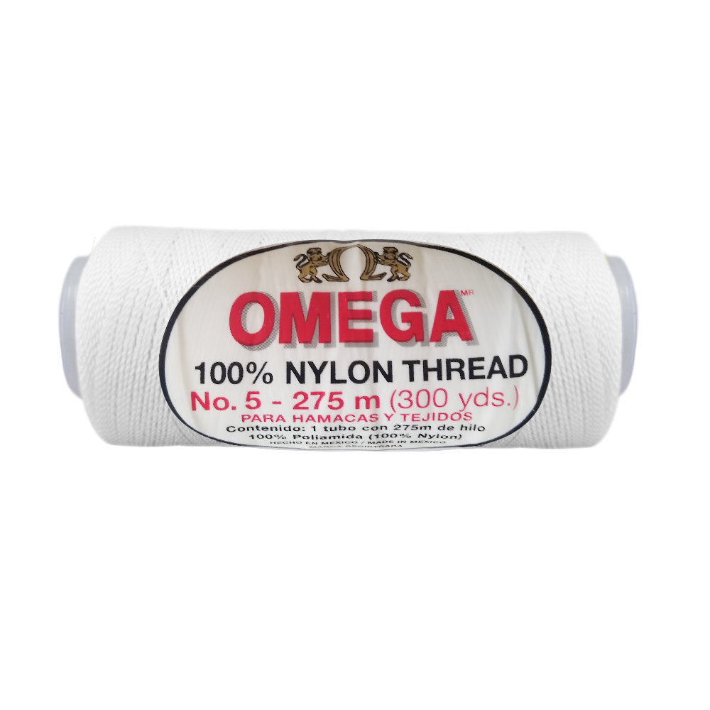 Hilo Nylon #5, marca Omega, PAQUETE con 6 tubos de 60grs. con 275 mts. -  Tejemania