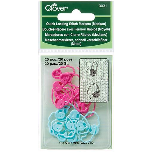Marcadores de puntos ondulados, 20 piezas con cierre rápido para tejido y crochet, marca Clover