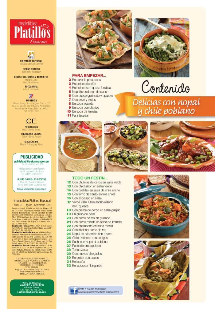 Irresistibles Platillos Especial 53 - Delicias con nopal y chile poblano - Formato Digital - ToukanMango