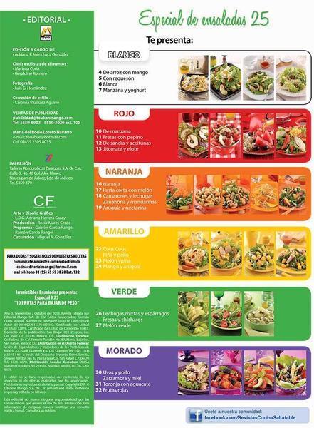 Irresistibles Ensaladas Especial 25 - 10 frutas para bajar de peso - Formato Digital - ToukanMango
