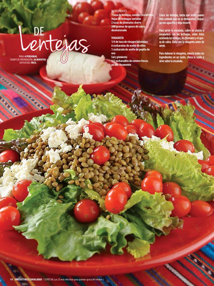 Irresistibles Ensaladas Especial 34 - Las 25 mÌÁs efectivas para quemar grasa del vientre - Formato Digital - ToukanMango