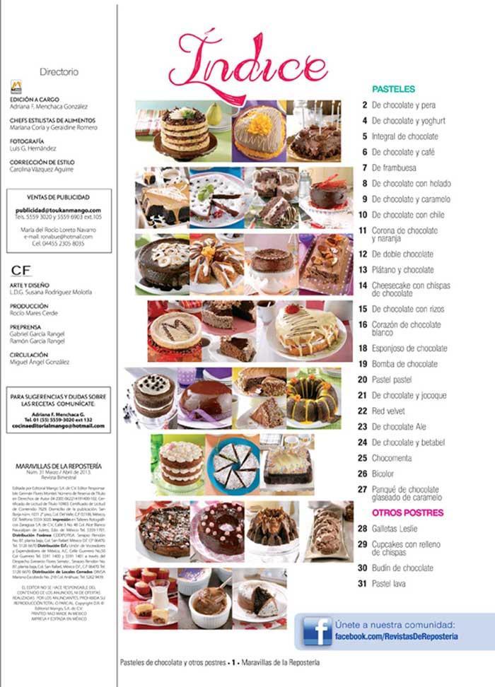 Revista Maravillas de la Reposteria no. 31 - Pasteles de Chocolate y Otros postres - Formato Impreso - ToukanMango