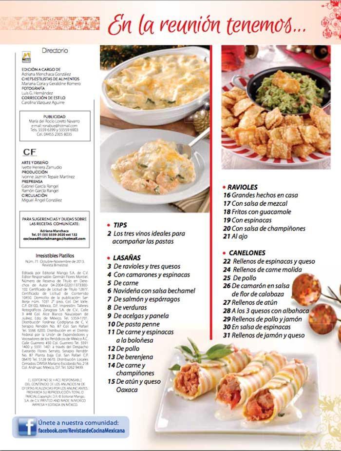 Irresistibles Platillos 71 - Lasa̱as, ravioles y canelones - Formato Digital - ToukanMango