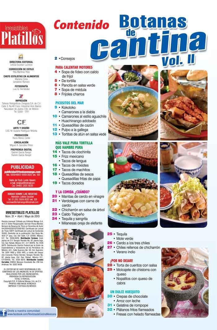 Irresistibles Platillos Especial 31 - Botanas de Cantinas vol. II - Formato Digital - ToukanMango