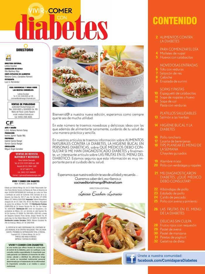 Vivir y Comer con Diabetes 16 - Men̼ saludable para bajar el az̼car - Formato Digital - ToukanMango