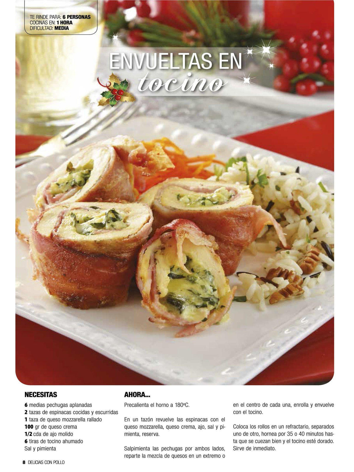 Delicias con Pollo Especial 28 - pechugas rellenas y envueltas para Navidad - Formato Digital - ToukanMango