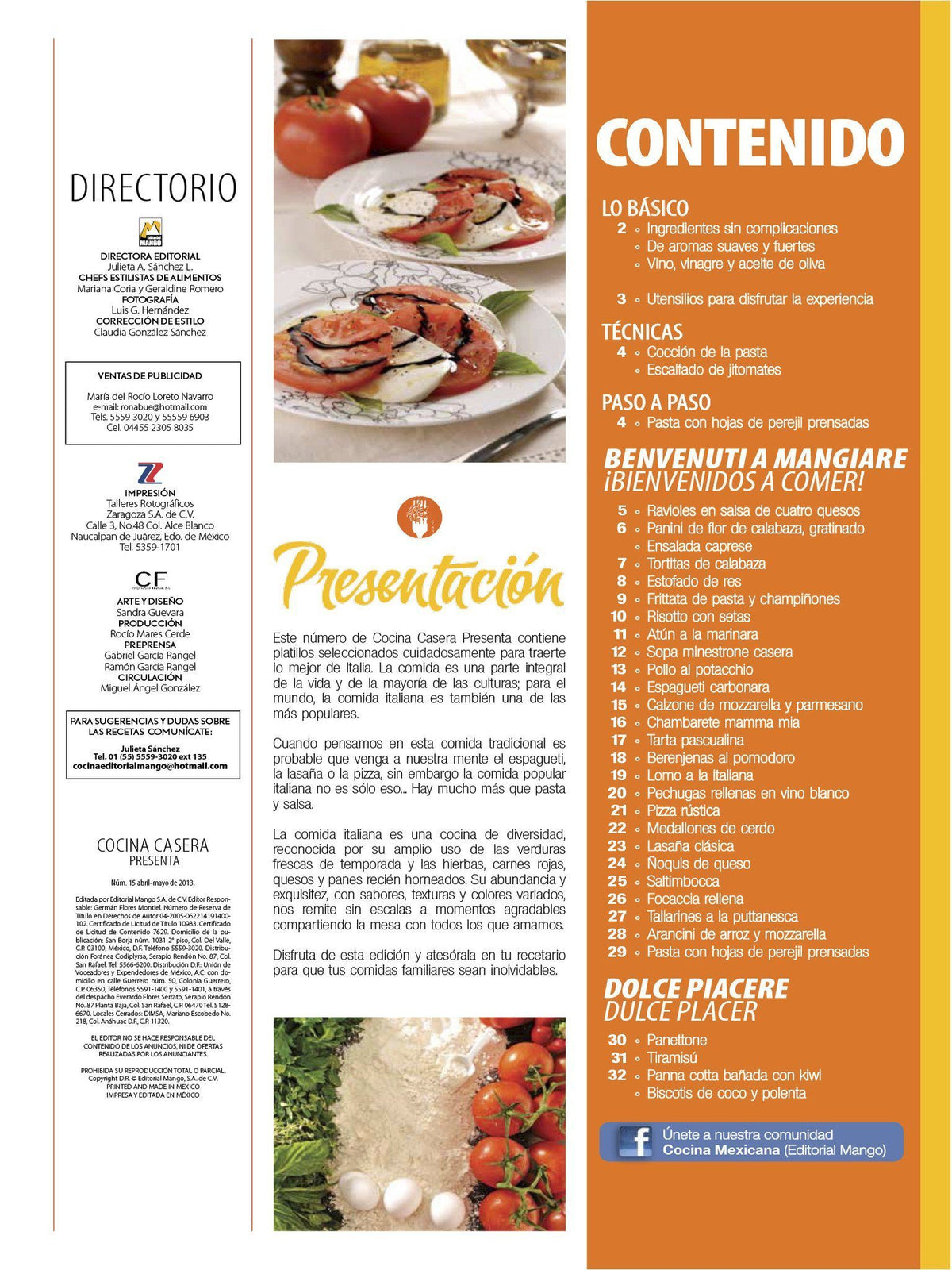 Cocina Casera Presenta 15 - Lo mejor de la comida italiana paso a paso - Formato Digital - ToukanMango
