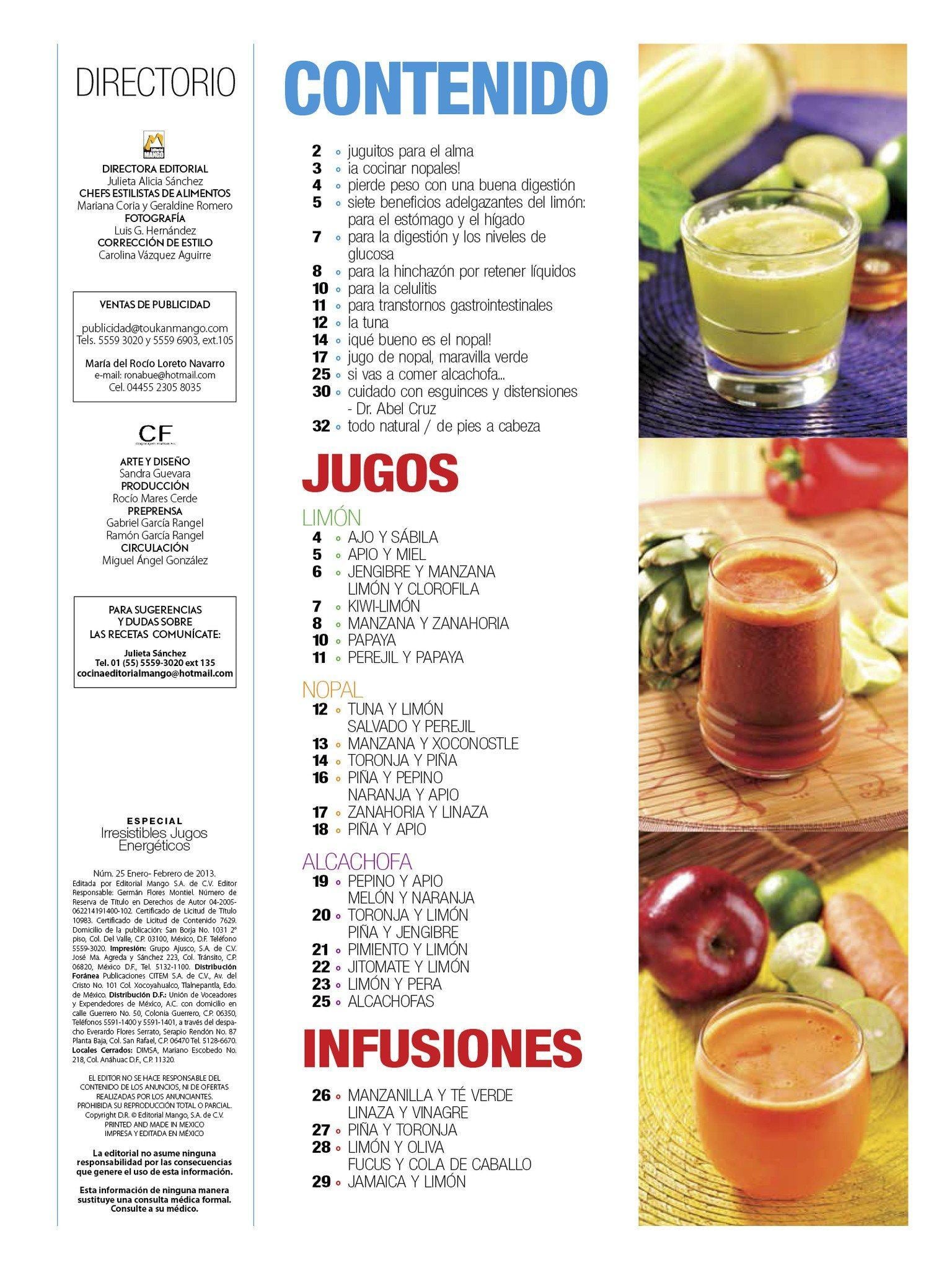 Irresistibles Jugos Especial 25 - Jugos energ̩ticos, adelgaza con nopal, limÌ_n y alcachofa - Formato Digital - ToukanMango