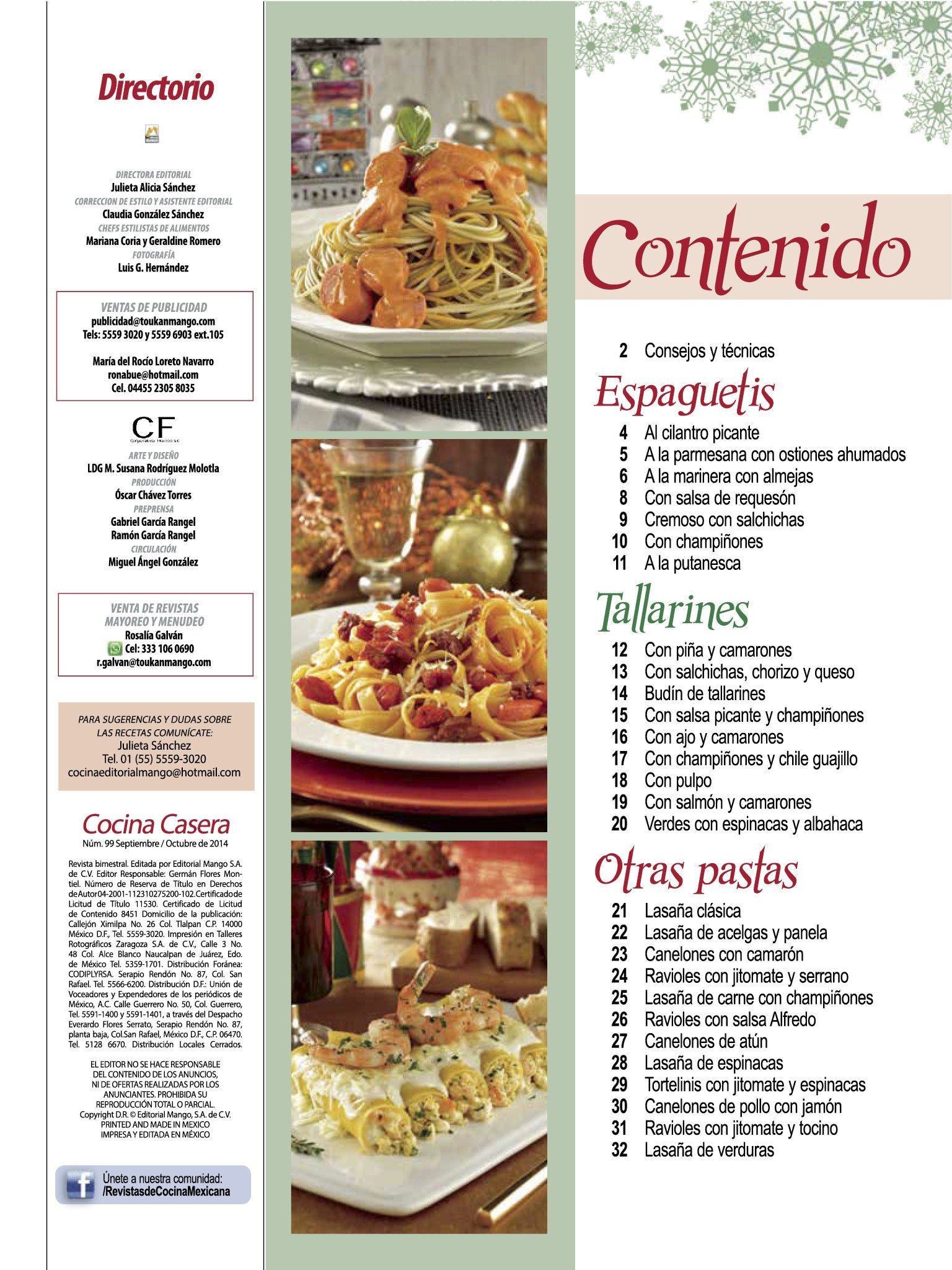Cocina Casera 99 - Espaguetis y tallarines, lasa̱as, canelones y ravioles - Formato Digital - ToukanMango