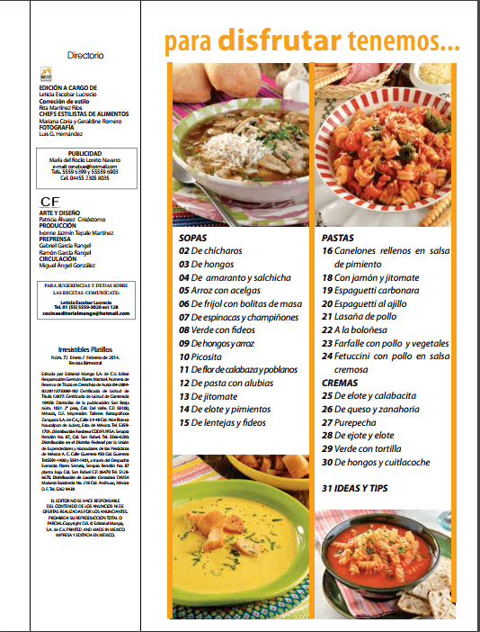 Irresistibles Platillos 72 - Sopas, pastas y cremas a la mexicana  - Formato Digital - ToukanMango